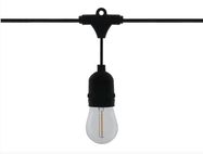 LED girlianda su 10 vnt E27 1W FILAMENT lemputėmis, šiltai balta 2700K, IP65, LEDOM