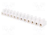 Terminal block; screw terminal; 16mm2; 400V; 76A; ways: 12; white PAWBOL