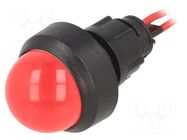 Indicator: LED; prominent; red; 230VDC; 230VAC; Ø13mm; IP40; cables POLAM-ELTA