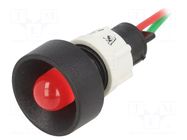 Indicator: LED; recessed; red; 24VDC; 24VAC; Ø13mm; IP40; cables POLAM-ELTA