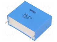 Capacitor: polypropylene; 1uF; 1kVDC; 600VAC; 41x16.5x32mm; THT KEMET
