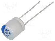 Capacitor: polymer; low ESR; 470uF; 10VDC; ESR: 16mΩ; THT; ±20%; A750 KEMET