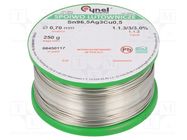 Soldering wire; tin; Sn96,5Ag3Cu0,5; 700um; 250g; lead free; reel CYNEL
