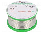 Tin; lead free; Sn99Ag0,3Cu0,7; 1.5mm; 250g; reel; 216÷227°C; 3% CYNEL