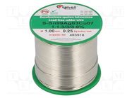Soldering wire; tin; Sn99Ag0,3Cu0,7; 1mm; 250g; lead free; reel CYNEL
