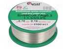 Soldering wire; Sn99Ag0,3Cu0,7; 700um; 100g; lead free; reel; 3% CYNEL