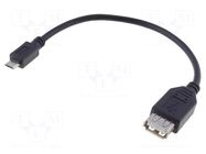 Cable; OTG,USB 2.0; USB A socket,USB B micro plug; 0.2m; black GOOBAY