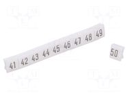 Marker; push-in; white; PVC; 250pcs; 4.5mm; Marking: 41-50 POKÓJ