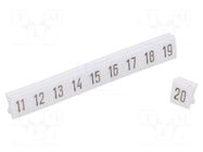 Marker; white; Width: 4.5mm; PVC; Marking: 11-20; -30÷100°C; push-in POKÓJ