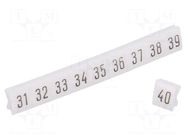 Marker; push-in; white; PVC; 250pcs; 4.5mm; Marking: 31-40 POKÓJ