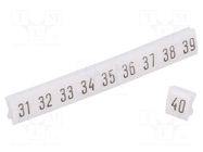 Marker; push-in; white; PVC; 250pcs; 4.5mm; Marking: 31-40 POKÓJ