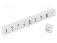 Marker; push-in; white; PVC; 250pcs; 4.5mm; Marking: 1-10 POKÓJ