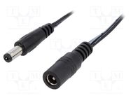 Cable; 2x0.5mm2; DC 5,5/2,1 plug,DC 5,5/2,1 socket; straight 