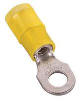 TERMINAL, RING, 1/4IN, CRIMP, YELLOW, 12-10AWG