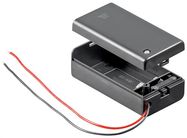 1x 9 V Block battery holder, black - Loose cable ends, water-repellent