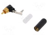 Connector: RCA; plug; male; angled 90°; soldering; black; for cable SWITCHCRAFT