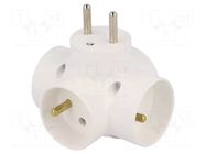 Connector: AC supply; splitter; 2P+PE; white; Output: 4x socket TIMEX-ELEKTRO