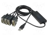 USB to RS232 converter; D-Sub 9pin plug x4,USB A plug; 1.5m DIGITUS