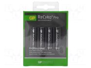 Re-battery: Ni-MH; AAA,R3; 1.2V; 800mAh; ReCYKO PRO; Ø10.5x44.5mm GP