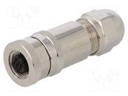 Plug; M12; PIN: 4; female; D code-Ethernet; for cable; IP67; 250V; 4A TE Connectivity