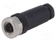 Connector: M12; plug; PIN: 4; female; 250V; straight; IP67; for cable TE Connectivity