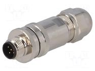Connector: M12; plug; PIN: 5; male; 60V; straight; IP67; for cable TE Connectivity