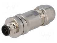 Connector: M12; plug; PIN: 5; male; 60V; straight; IP67; for cable TE Connectivity