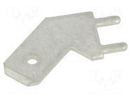 Terminal: flat; 6mm; 0.8mm; male; THT; brass; tinned; angled FIX&FASTEN