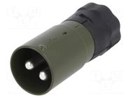 Connector: circular; plug; male; 24V; PIN: 2; straight; for cable ELKE