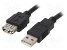 Cable; USB 2.0; USB A socket,USB A plug; 1.8m; black; Core: Cu BQ CABLE