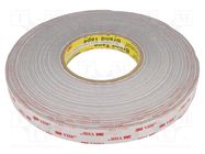 Tape: fixing; W: 19mm; L: 33m; Thk: 0.6mm; acrylic; grey 3M