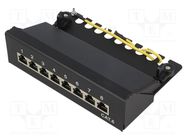 RJ45; patch panel; Cat: 6; black; Number of ports: 8 LOGILINK