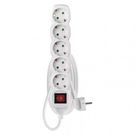 Extension Cord 2 m / 5 sockets / switch / white / PVC / 1 mm2, EMOS