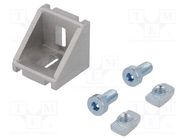 Angle bracket; for profiles; Width of the groove: 8mm; W: 28mm ELESA+GANTER