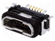 Socket; USB B micro; SMT; PIN: 5; with seal; USB 2.0; IPX7 JST