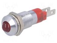 Indicator: LED; prominent; red; 12÷14VDC; Ø8.2mm; IP40; connectors SIGNAL-CONSTRUCT