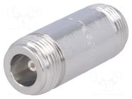 Coupler; straight; 50Ω; gold-plated; PTFE; N socket,both sides TELEGÄRTNER