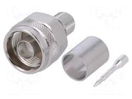 Connector: N; plug; male; straight; 50Ω; crimped; for cable; PTFE TELEGÄRTNER