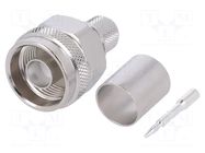 Connector: N; plug; male; straight; 50Ω; crimped; for cable; PTFE TELEGÄRTNER