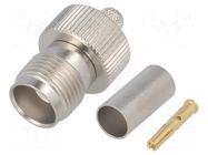 Connector: TNC; plug; female; straight; 50Ω; crimped; for cable TELEGÄRTNER