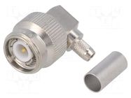 Connector: TNC; plug; male; angled 90°; 50Ω; RG142,RG223,RG400 TELEGÄRTNER