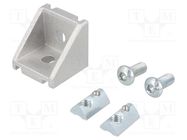 Angle bracket; for profiles; Width of the groove: 6mm; W: 28mm ELESA+GANTER