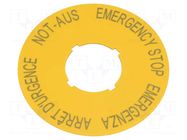 Description label; 22mm; Ø: 60mm; for emergency button EATON ELECTRIC