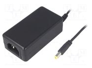 Power supply: switched-mode; 12VDC; 2.5A; Out: 5,5/2,1; 30W; 0÷40°C SUNNY