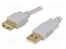 Cable; USB 2.0; USB A socket,USB A plug; gold-plated; 1.8m; grey BQ CABLE