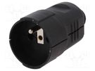 Connector: AC supply; female; socket; 2P+PE; 230VAC; 16A; black PCE