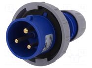 Connector: AC supply; plug; male; 32A; 230VAC; Shark; IEC 60309 PCE