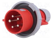 Connector: AC supply 3-phase; plug; male; 32A; 400VAC; IEC 60309 PCE