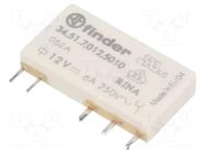 Relay: electromagnetic; SPDT; Ucoil: 12VDC; Icontacts max: 6A; 840Ω FINDER