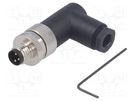 Connector: M8; male; PIN: 3; angled 90°; unshielded; for cable; plug TE Connectivity